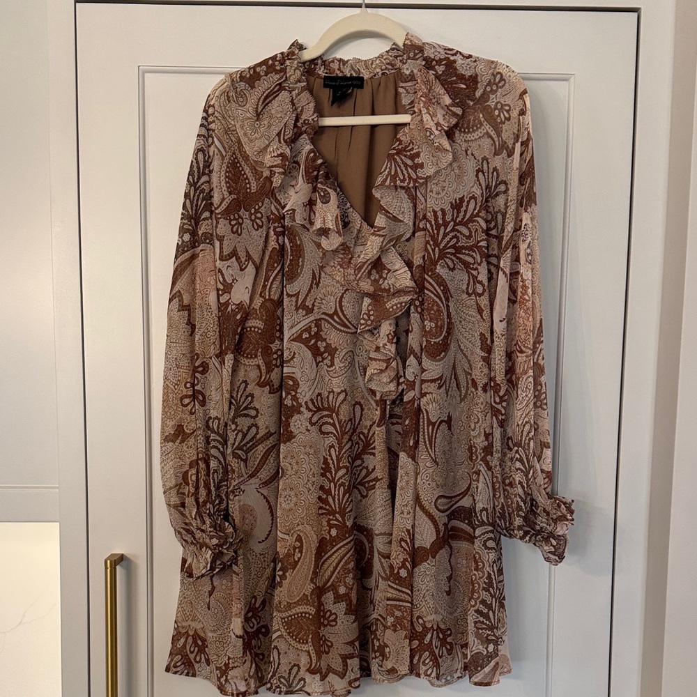 House of Harlow 1960 Tan Paisley Mini Dress